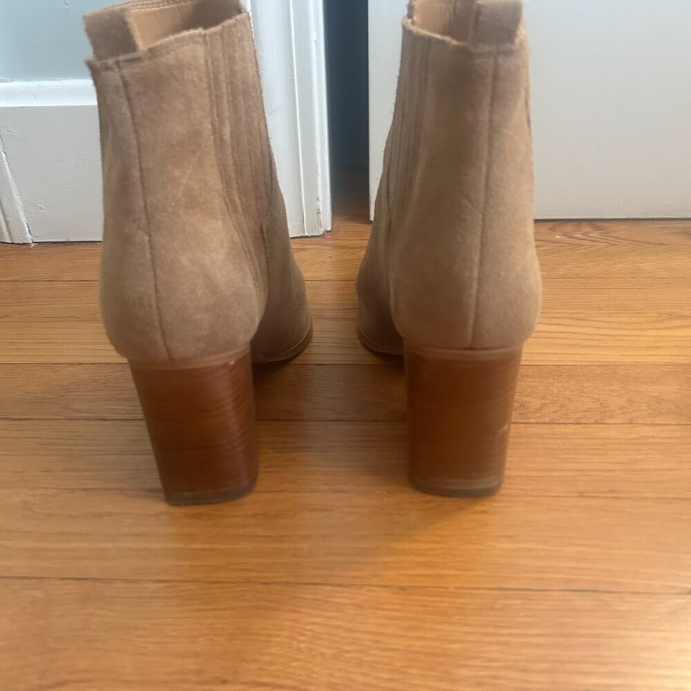 Marc Fisher Suede Pointed-Toe Block Heel Booties – Tan – Size 11 - Picture 6 of 9